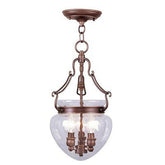 Livex 5041 - 70 3 Light Convertible Chain Hang/Ceiling Mount In Vintage Bronze With Clear Water Glass - Eva Essentials